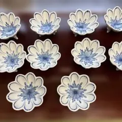 高級懐石料理 汲佐見焼 染付 幸祥窯 菊形 足付小鉢 5個セット - メルカリ