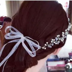 未使用品❗️ウェディングヘアバンド　パール風水晶ヘアバンド