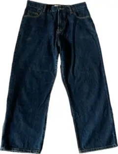 CINEMA CLUBダークブルー ワイドレッグデニムパンツ