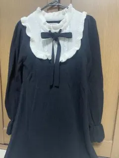 axes femme ブロッキングニットワンピース　白黒 アクシーズファム