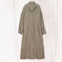 アースミュージックアンドエコロジー　オープンカラーシャツワンピース　前開き