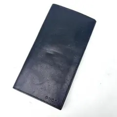 ほぼ未使用✨ GUCCI ブラックレザー 二つ折り財布 ロゴ 080 0416