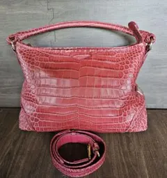 LEATHER JEWELS クロコ型押し 2way ショルダーバッグ