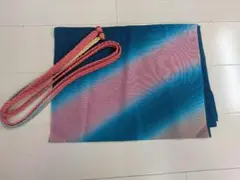 夏　帯揚げ　帯締めセット　ブルー　青