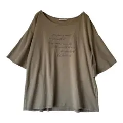 BAYFLOW メッセージプリント Tシャツ グレー フレアスリーブ 綿100%