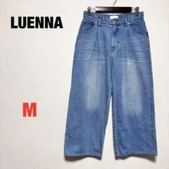 MONO-MART ワンタック ワイドストレートデニムパンツ M ブルー ルエナのサムネイル