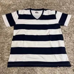QUIKSILVER ストライプ Vネック Tシャツ S