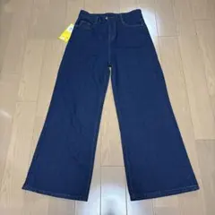 未使用タグ付きダークブルーワイドレッグデニム