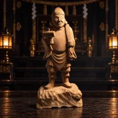 大黒天 大国主命 木彫り立像 約37cm 金運 商売繁盛 良縁
