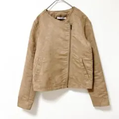 ティティベイト titivate ノーカラーフェイクレザージャケット ベージュ