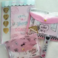 新品　女子文具４点セット　文具　レターセット　ミニレター　メモ　シャーペン芯