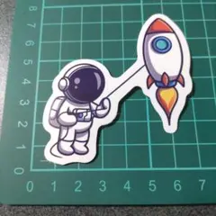 B-567防水ステッカー　宇宙飛行士　ロケット　凧揚げ