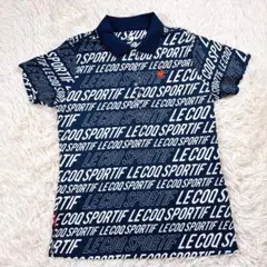 【レディースLL⭐️美品】ルコックスポルティフゴルフ　半袖ポロシャツ　総柄　大きめ