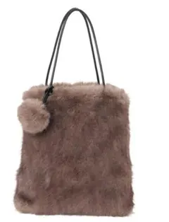 トーチフェイクファー トートバッグ ポンポン付き