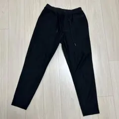 メンズ　ウエストゴム　ブラックスリムフィットパンツ