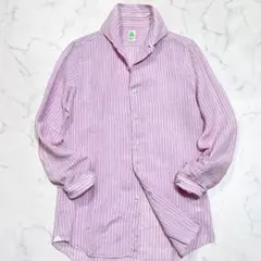 極美品】フィナモレ ヘリンボーン ワイドカラードレスシャツ HAND 伊製