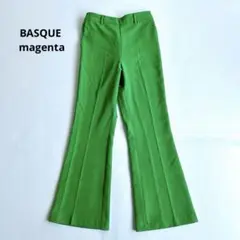 バスクマゼンタ　センタープレスカラーフレアスラックスパンツ　グリーン　F