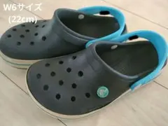 crocs キッズ用 ネイビー×水色サンダル 22cm