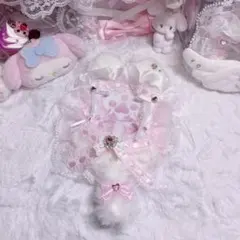 レースデコ トレカケース 硬質ケース ピンク リボン 猫耳 しっぽ♡⸝⸝