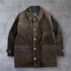 vintage コーデュロイ ハンティングジャケット キルト 茶 L アメカジ