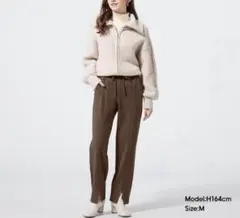 GU 起毛フロントスリットパンツQ Mサイズ ブラウン