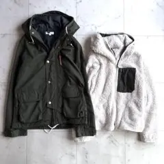 良品 ビューティ＆ユース ボアライナーマウンテンパーカー M カーキ 定価2万