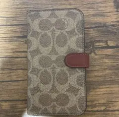 COACH iPhone 14 手帳型ケース シグネチャーカーキ柄 シール付き