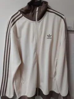 adidas トラックジャケット ホワイト/ブラウン