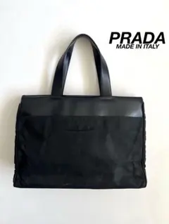 90s PRADA LEATHER NYLON BELTED TOTE BAG