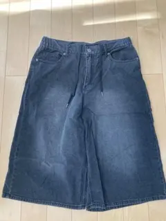 ダークグレー デニム ハーフパンツ