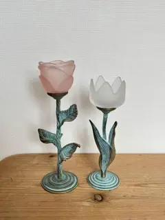 ヴィンテージ風キャンドルホルダー 2個セット