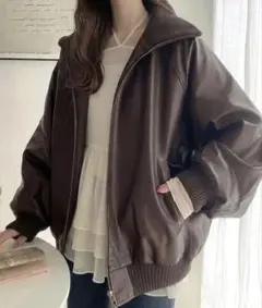 ブラウンレザーオーバーサイズジャケット