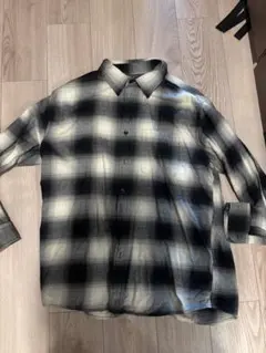 ネルシャツ XL ブラックとホワイトチェック