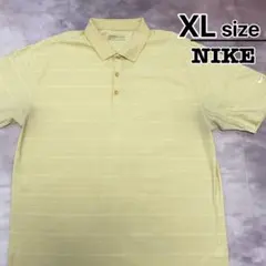 NIKE　ポロシャツ　XL　ライトイエロー　黄色　ボーダー　ゴルフ　USA古着のサムネイル