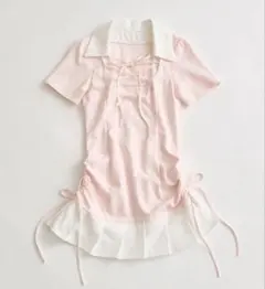 OLIVE des OLIVE keru レイヤード風着痩せミニワンピ ピンク