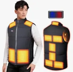 電熱ベスト 加熱ベスト ヒーターベスト　11箇所発熱 前後独立スイッチ　速暖