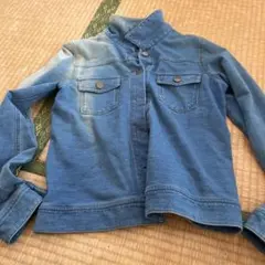 ライトブルー デニムジャケット　ダメージデニム