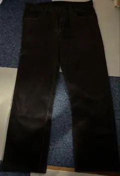 ダークブラウン コーデュロイストレートバギーパンツ