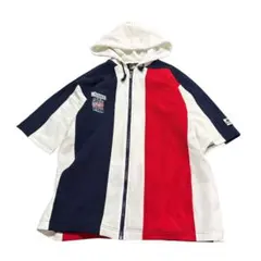 Kappa 半袖パーカー　ジップアップ　トリコロールカラー　L〜XL 8#cのサムネイル