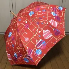 cocca コッカ・雨傘・雨用折傘・折りたたみ傘【ラフなつぼみ柄・赤】長めの折傘のサムネイル