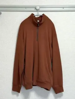 ユニクロ スウェットハーフジップシャツ オレンジ XL