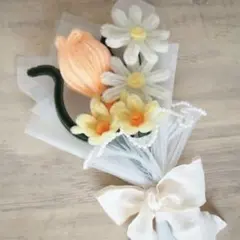 枯れない花　モールフラワー　ミニブーケ　オレンジ　母の日　プレゼント　インテリア