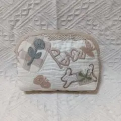 ミナペルホネン　フォレストパレード他　刺繍パッチワークポーチ　ハンドメイド