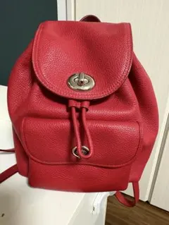 COACH コーチ リュック F71622 本革 ペブルレザー 赤 大容量 - メルカリ