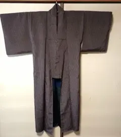 藍染着物　長着　メクラ　縞　紬　木綿 藍染着物 長着 メクラ縞 紬 木綿 - メルカリ