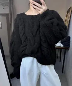 新品タグ付 ハチイチブランカ SLOBE別注 ケーブルハンドニット