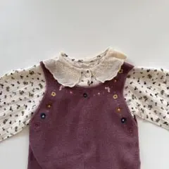 ZARA baby 人気 花柄刺繍 ニットオーバーオール 98cm 2点セット