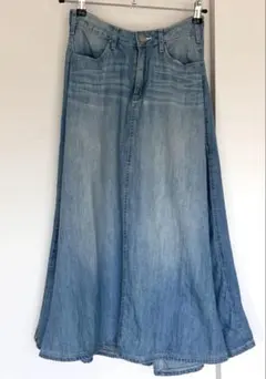 【アメリカンホリック】デニムロングフレアスカート ライトブルーS