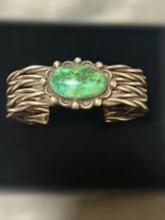 レア ヴィンテージ 1950年代 ナバホ族 編み込みシルバー カフバングル