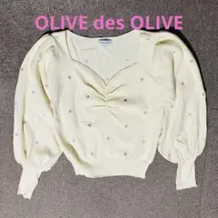 OLIVE des OLIVE 花柄ニット　ボリュームスリーブ